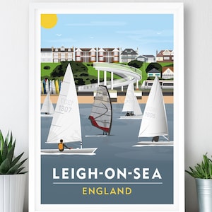 Puente gitano: póster grande, impresión A2, A1, A0, Inglaterra, Leigh-on-Sea, póster de viaje, impresión vintage