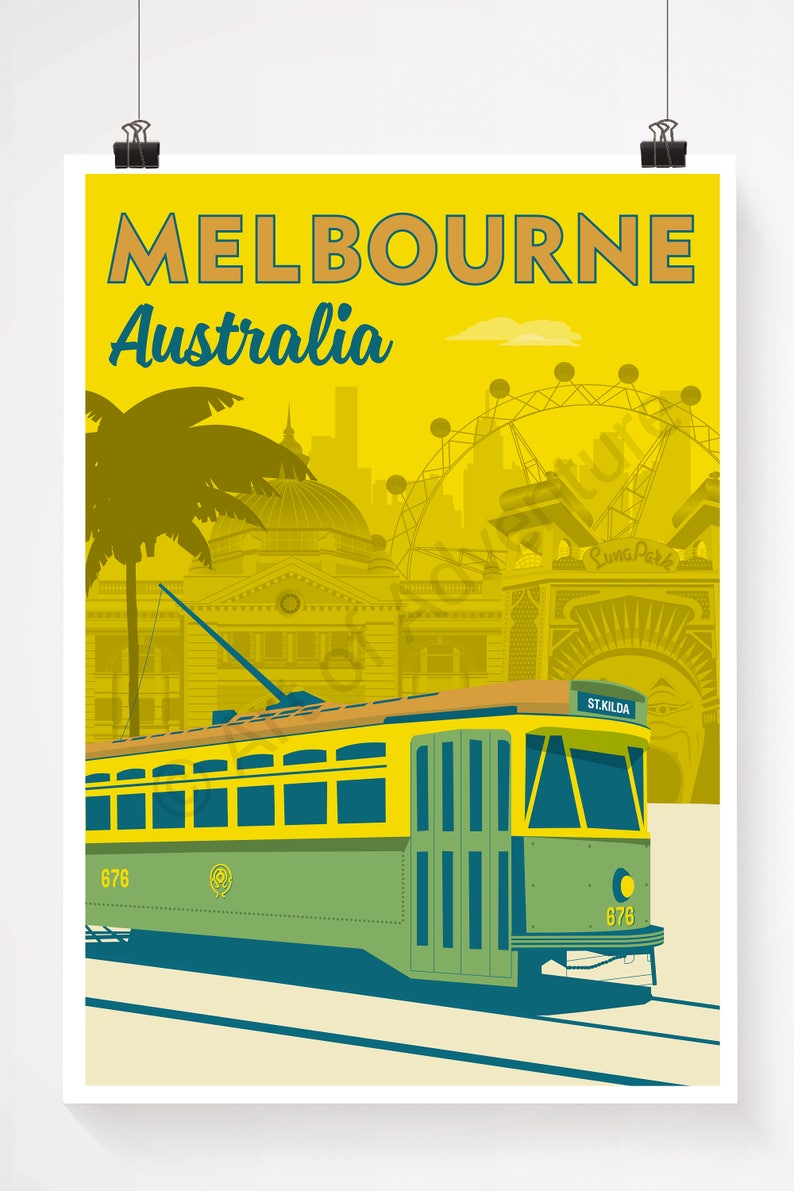 Melbourne Australia Poster / A4 A3 Print / Travel Poster / Etsy