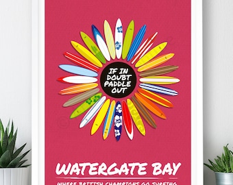 Surfboards – Large Poster / A2, A1, A0 Print / Watergate Bay / Cornwall / Surf Print / Surf Poster