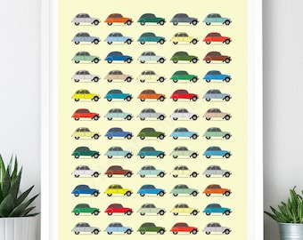 Citroen 2CV Large Poster / A2, A1, A0 Print / Car Poster / Car Print / Classic Car