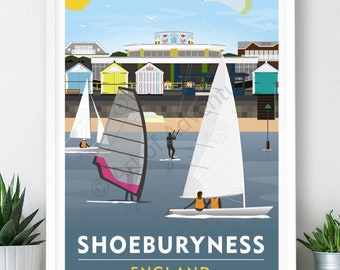 Shoeburyness Beach – Large Poster / A2, A1, A0 Print / England / Southend / Travel Poster / Vintage Print