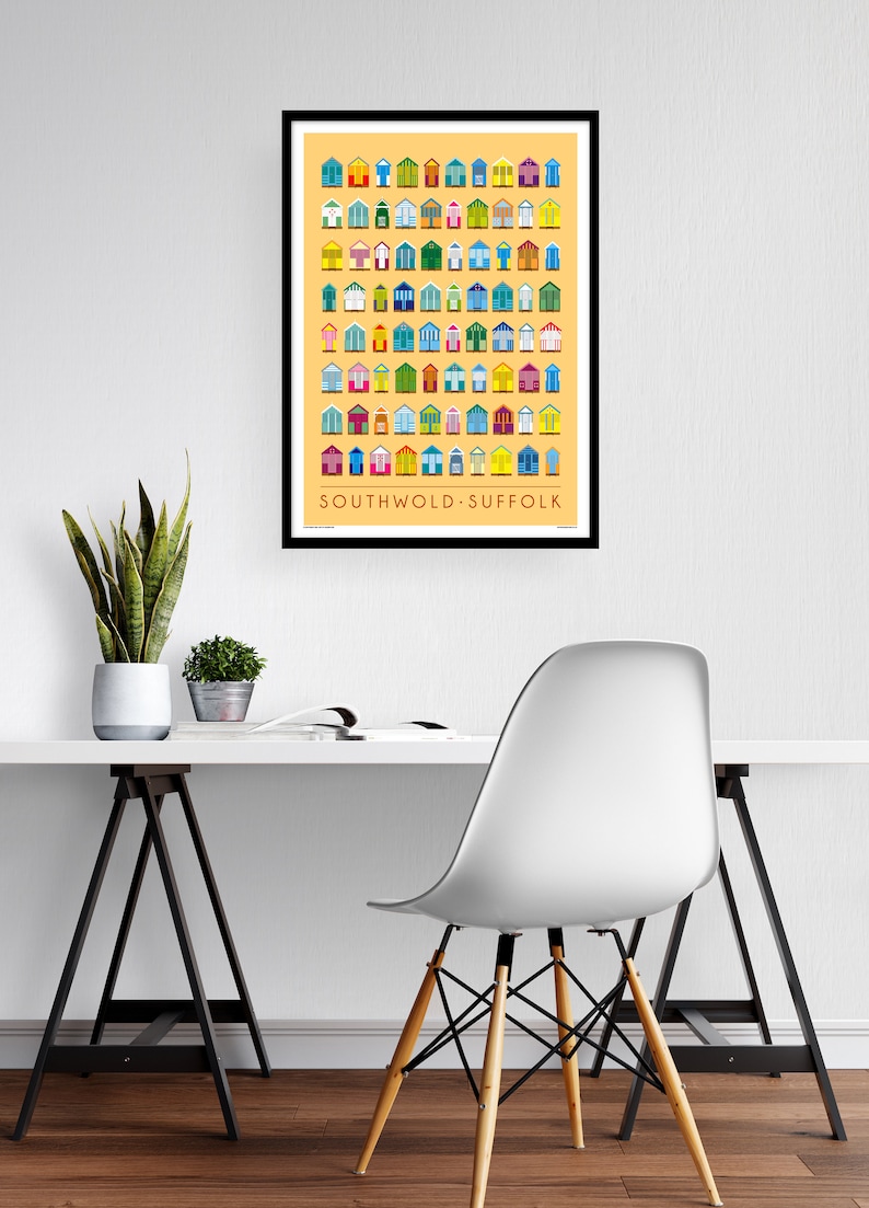 A1 Beach Huts \u2013 Large Poster A2 A0 Print Southwold Suffolk Pop Art Poster