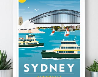 Sydney, Australia Travel Poster: Art Print (A2, A1 or A0)