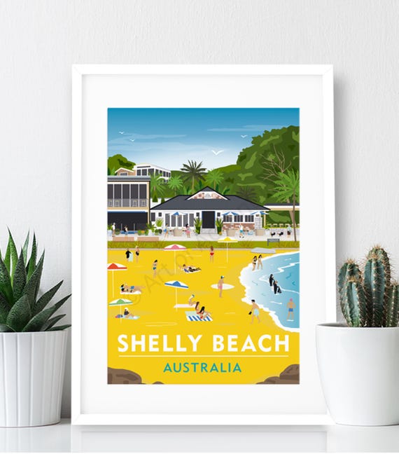 Shelly Beach, Australia Travel Poster: Art Print (A4 or A3) - Etsy