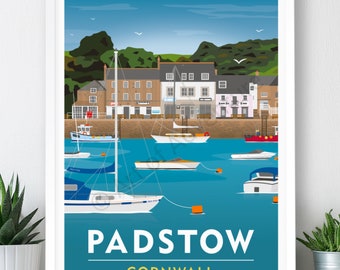 Padstow – Large Poster / A2, A1, A0 Print / England / Cornwall / Travel Poster / Vintage Print