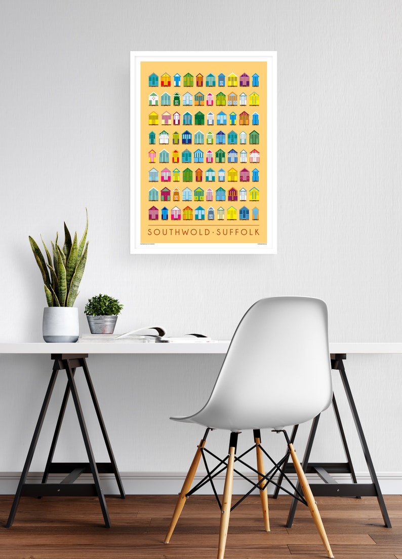 A1 Beach Huts \u2013 Large Poster A2 A0 Print Southwold Suffolk Pop Art Poster
