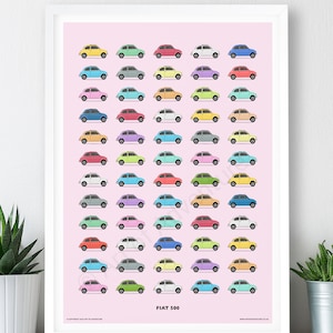 Fiat 500 Large Poster / A2, A1, A0 Print / Car Poster / Car Print / Classic Car