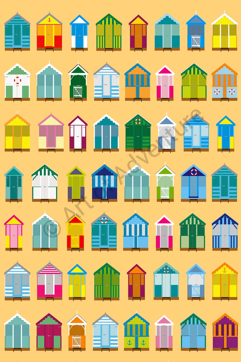 A1 Beach Huts \u2013 Large Poster A2 A0 Print Southwold Suffolk Pop Art Poster
