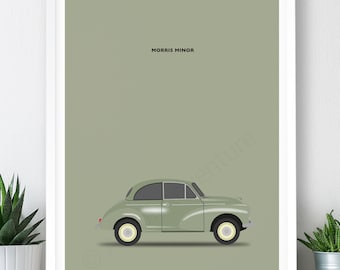 Morris Minor Green Large Poster / A2, A1, A0 Print / Car Poster / Car Print / Classic Car