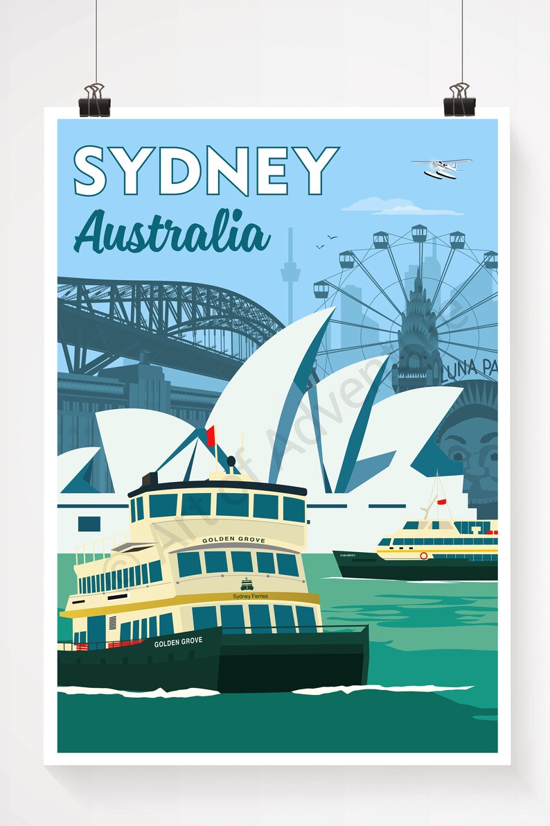 Sydney Australia Poster / A4 A3 Print / Travel Poster / Etsy