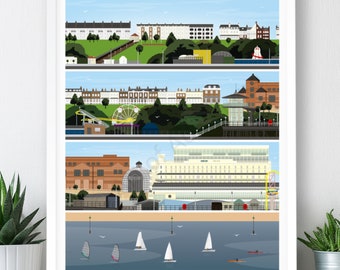 Southend-on-Sea Buildings – Large Poster / A2, A1, A0 Print / England / Southend / Travel Poster / Vintage Print