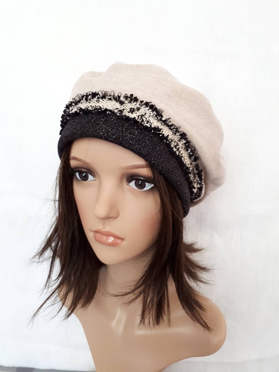 Chic Braid Beige Beret Designer Beret French Beret Beige Etsy