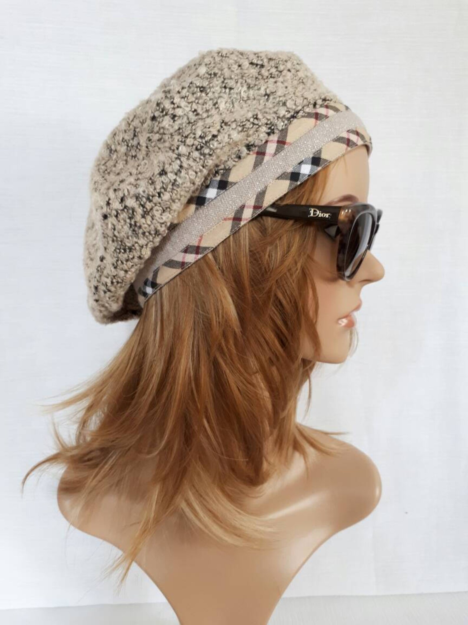 Women's Beret/ Tweed Mesh Beret/ Scottish Beret/ Beige Etsy UK