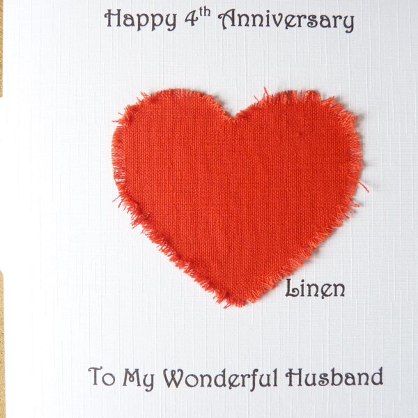 4th wedding anniversary card linen husband wife four years marriage - 4th anniversary card