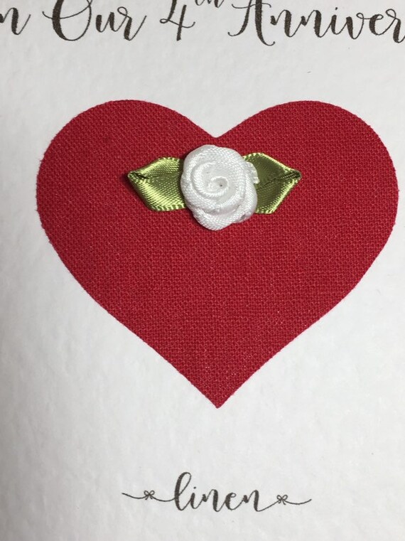 4eme Mariage Anniversaire Carte En Lin Mari Epouse Quatre Ans Etsy