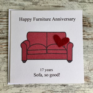 17th anniversary card Furniture Seventeenth wedding anniversary card traditional handmade gift image 1