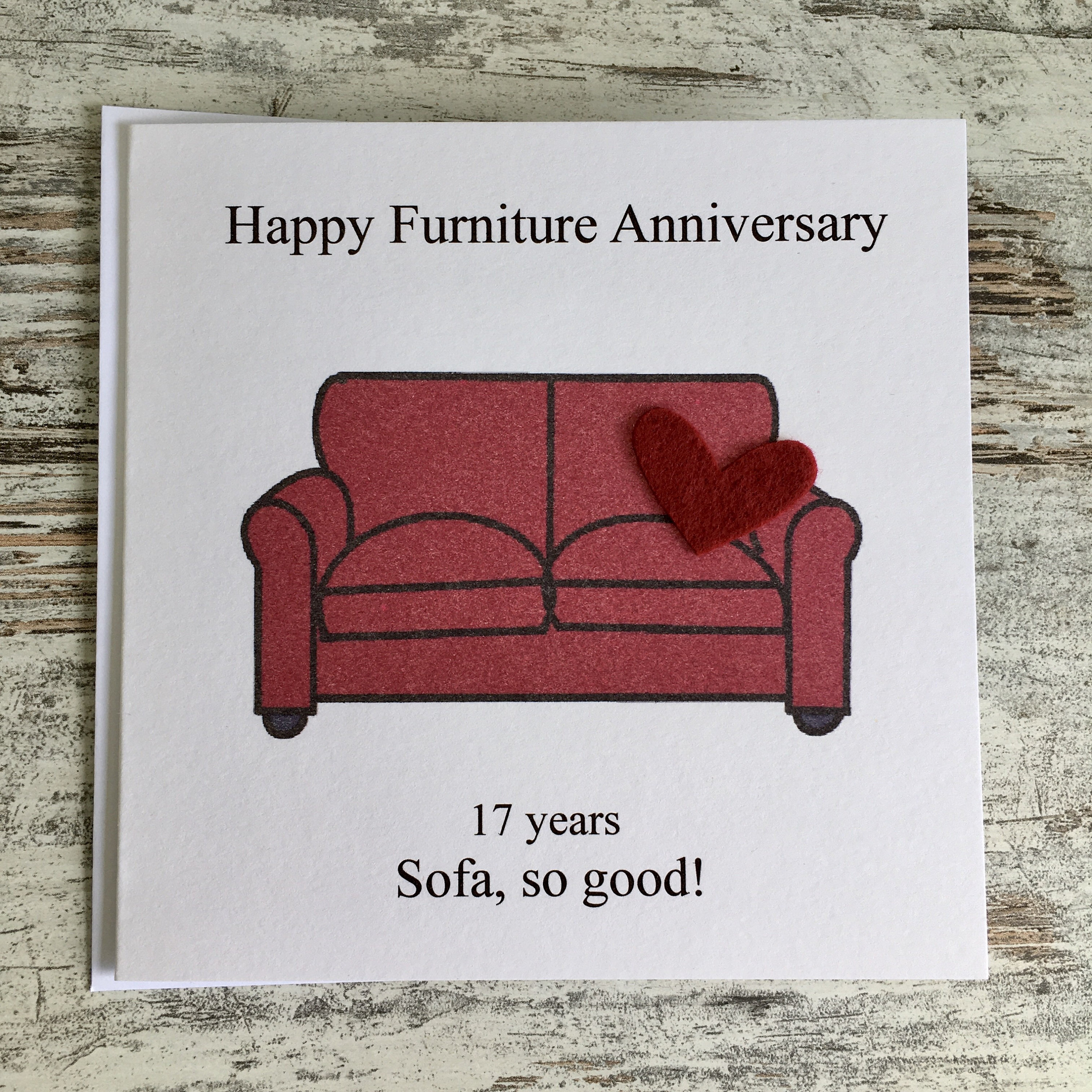 17th Anniversary Card Furniture Seventeenth Wedding Etsy