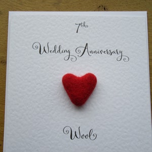7th anniversary card wool 7 wedding anniversary card traditional handmade gift