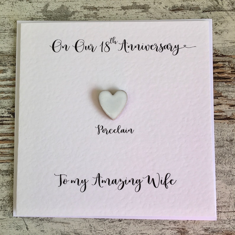 18th Wedding Anniversary Card Porcelain Traditional T Etsy Uk