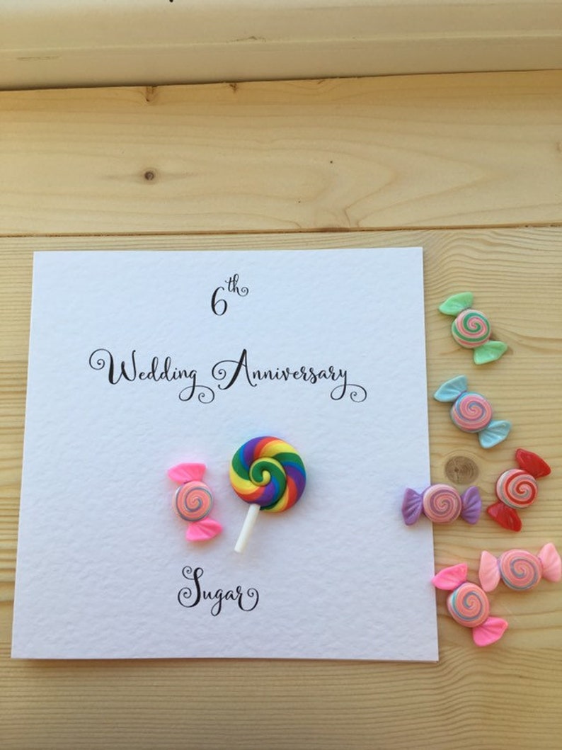 6th Wedding Anniversary Card Sugar Candy 6 Years Etsy UK