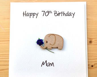 70th Birthday card- Mum - Elephant