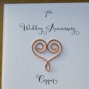7th anniversary card copper 7 wedding anniversary card traditional handmade gift image 4