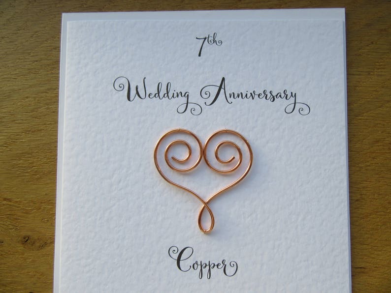 7th anniversary card copper 7 wedding anniversary card traditional handmade gift image 4