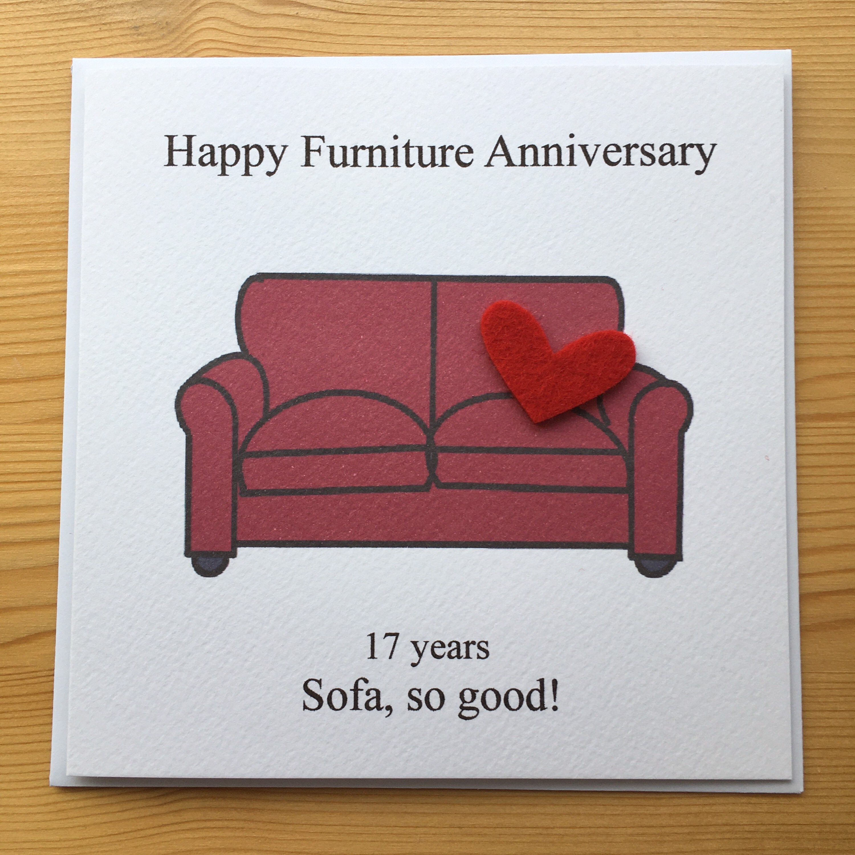 17th Anniversary Card Furniture Seventeenth Wedding Etsy UK