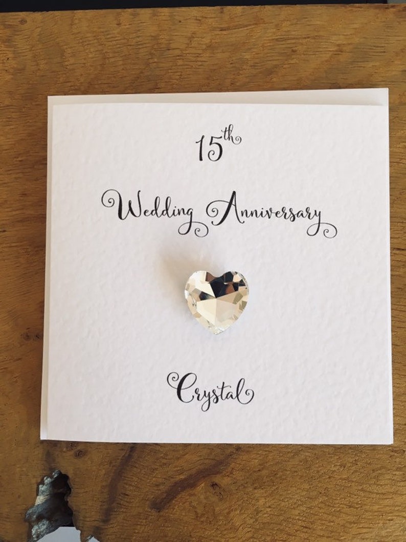 15th Anniversary Card Crystal Crystal Wedding Anniversary Etsy