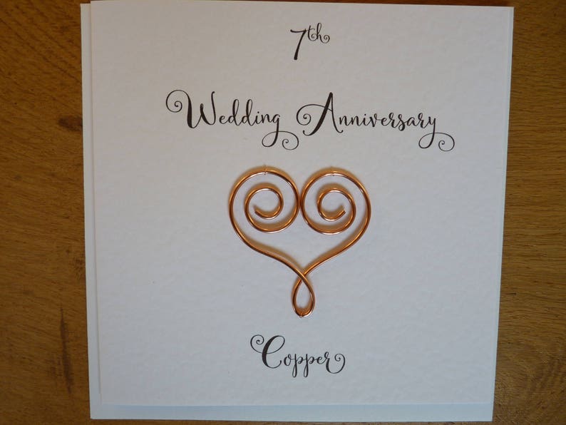 7th anniversary card copper 7 wedding anniversary card traditional handmade gift image 5