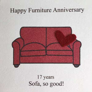 17th anniversary card Furniture Seventeenth wedding anniversary card traditional handmade gift image 3