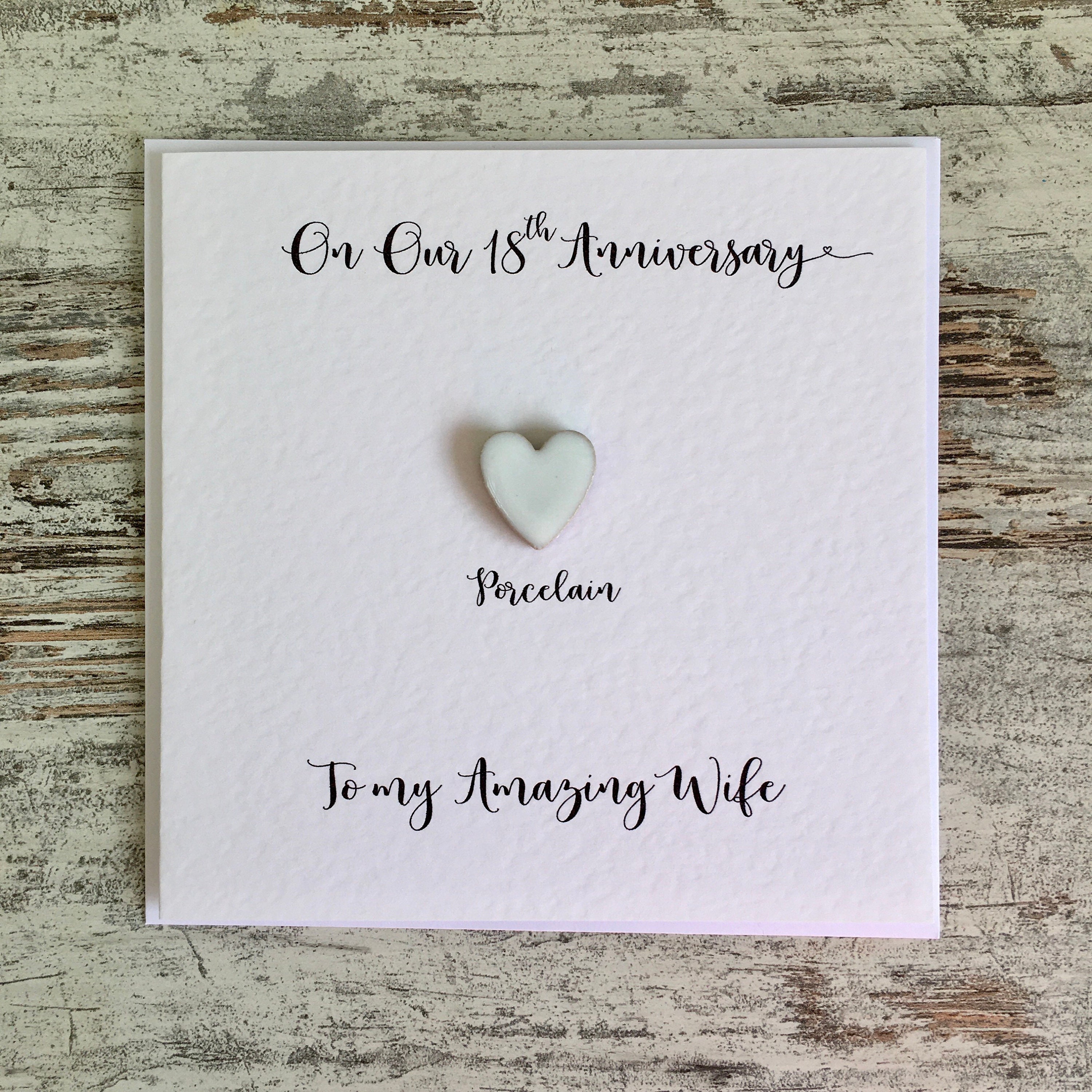 18th Wedding Anniversary Card Porcelain Traditional Gift Etsy UK