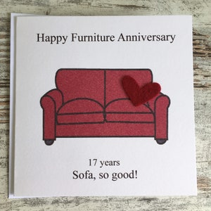 17th anniversary card Furniture Seventeenth wedding anniversary card traditional handmade gift image 5