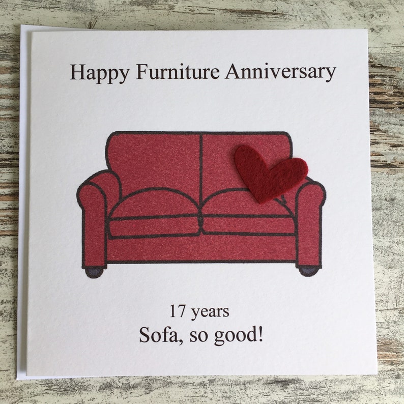 17th anniversary card Furniture Seventeenth wedding anniversary card traditional handmade gift image 5