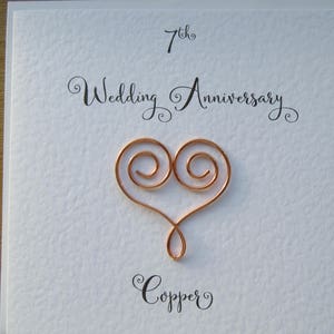 7th anniversary card copper 7 wedding anniversary card traditional handmade gift image 2