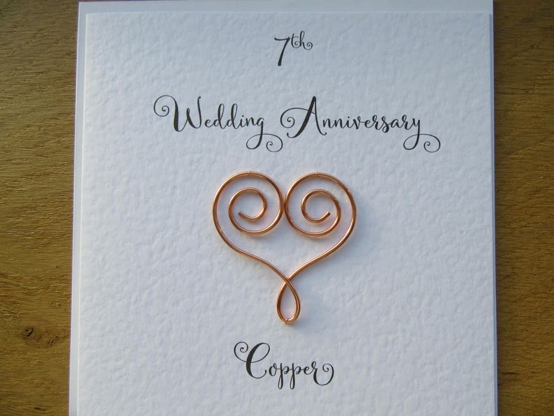 7th anniversary card copper 7 wedding anniversary card traditional handmade gift image 2