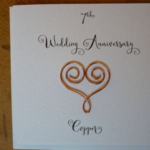 7th anniversary card copper 7 wedding anniversary card traditional handmade gift image 6