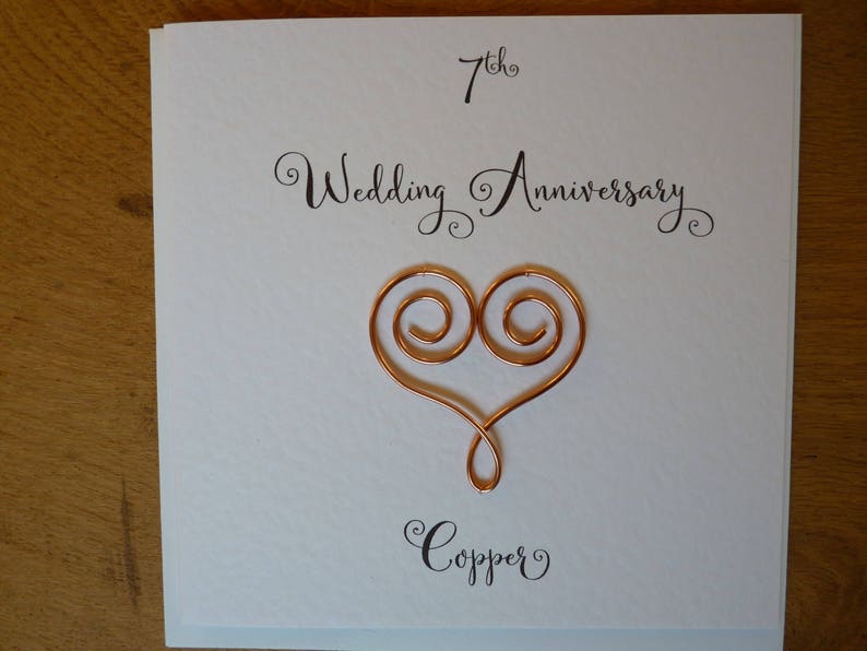 7th anniversary card copper 7 wedding anniversary card traditional handmade gift image 6