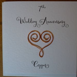 7th anniversary card copper 7 wedding anniversary card traditional handmade gift image 8