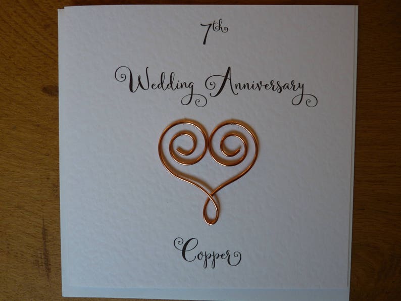 7th anniversary card copper 7 wedding anniversary card traditional handmade gift image 8