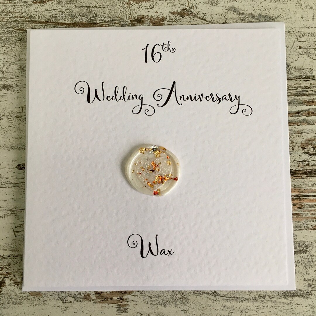 16th Wedding Anniversary Card Wax Sixteenth Anniversary Gift Husband