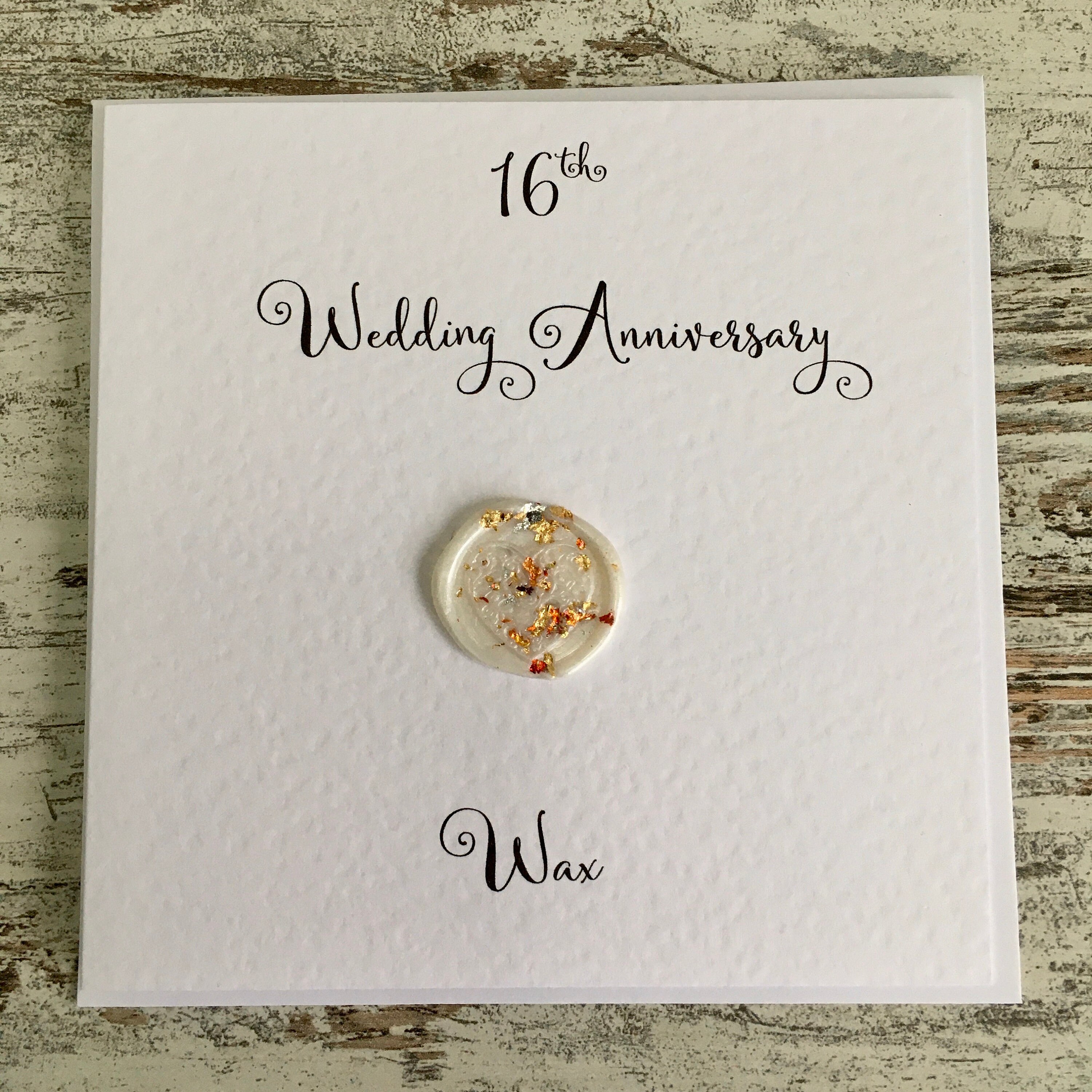 16th Wedding Anniversary Card Wax Sixteenth Anniversary Etsy UK