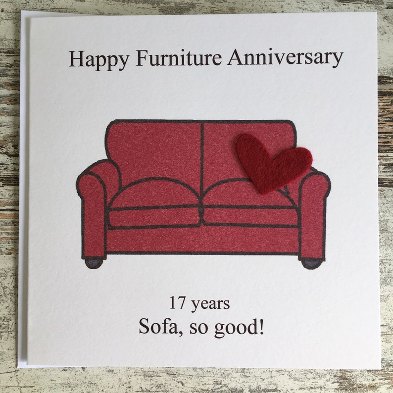 17th anniversary card Furniture Seventeenth wedding anniversary card traditional handmade gift image 2