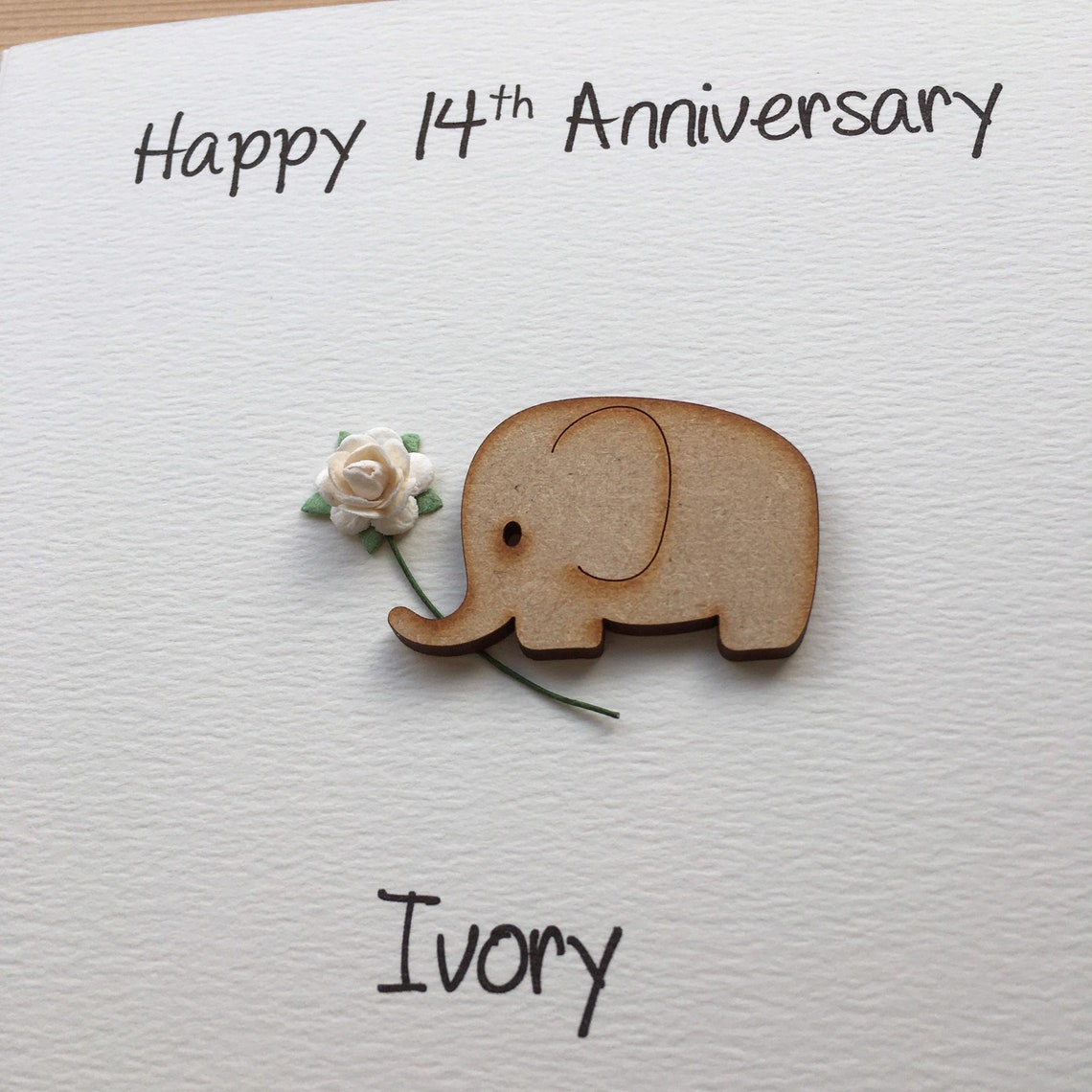 14th Anniversary card Ivory wedding anniversary Elephant Etsy