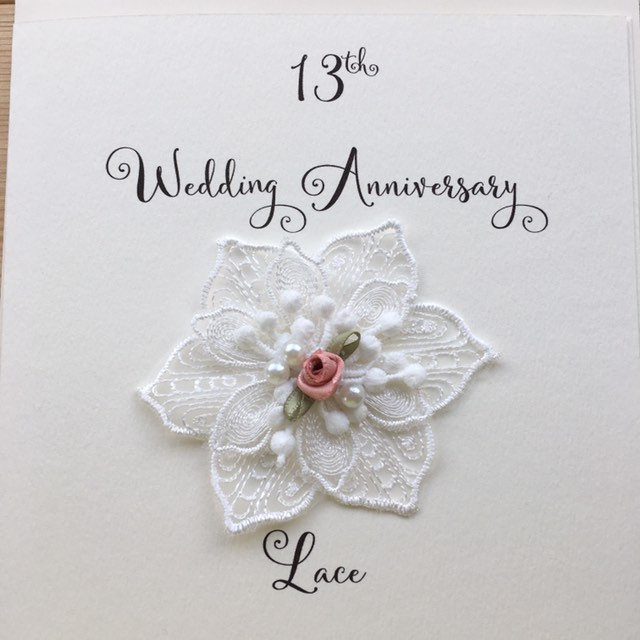 13th Anniversary Card Lace Wedding Anniversary 13 Years Etsy Ireland
