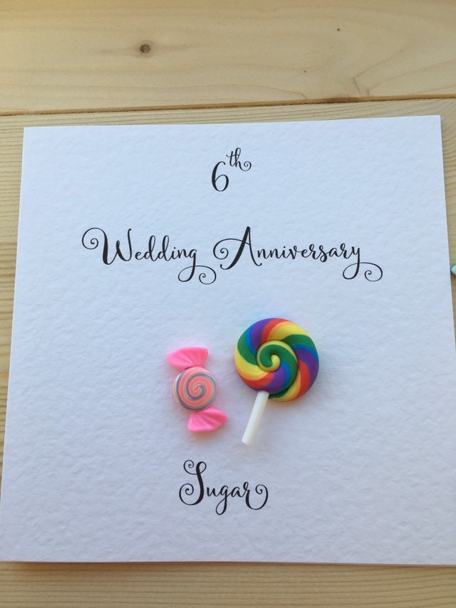 6th Wedding Anniversary Card Sugar Candy 6 Years Etsy UK