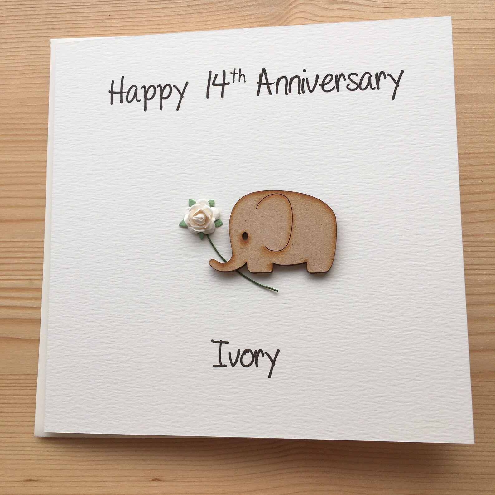 14th Anniversary Card Ivory Wedding Anniversary Elephant Etsy UK