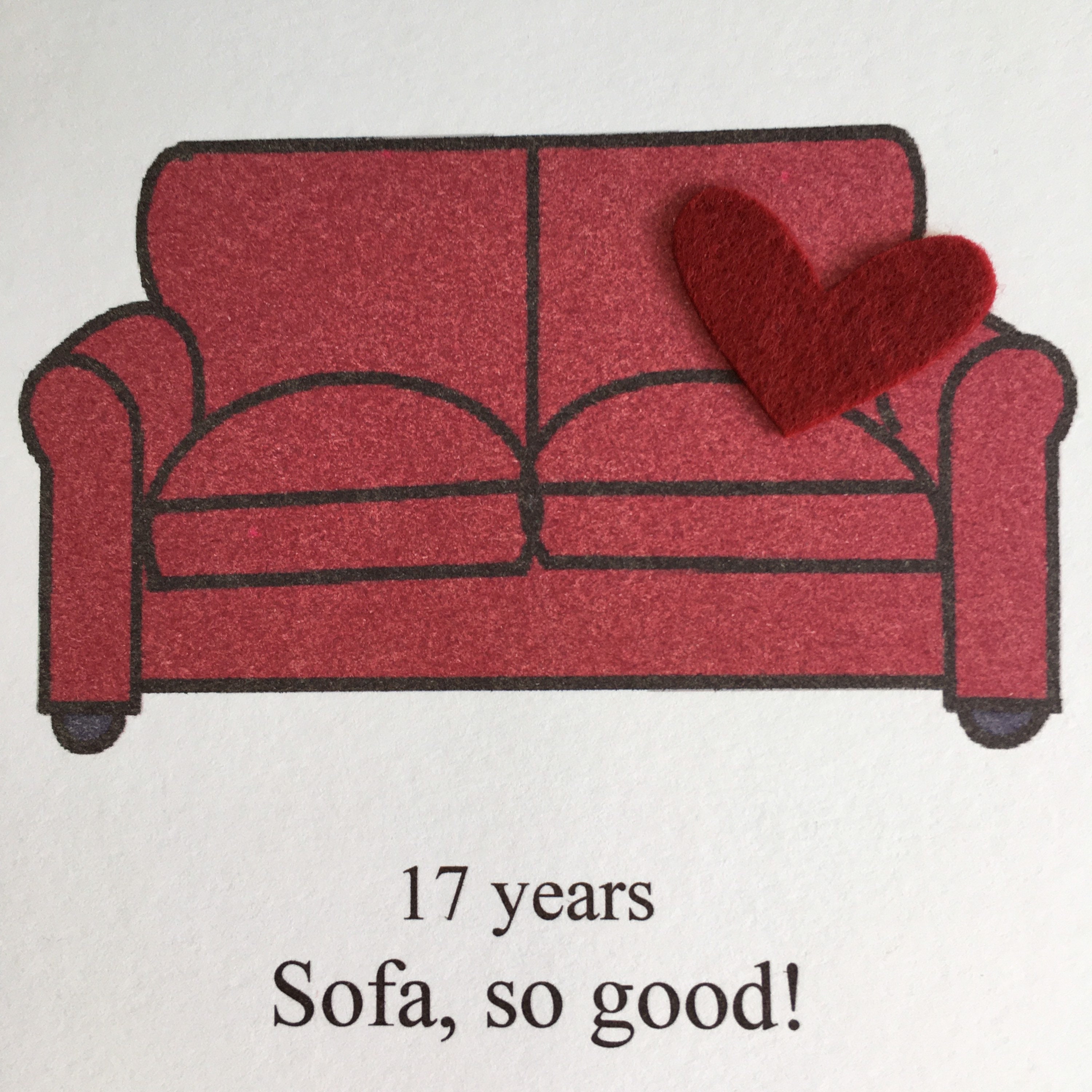 17th Anniversary Card Furniture Seventeenth Wedding Etsy