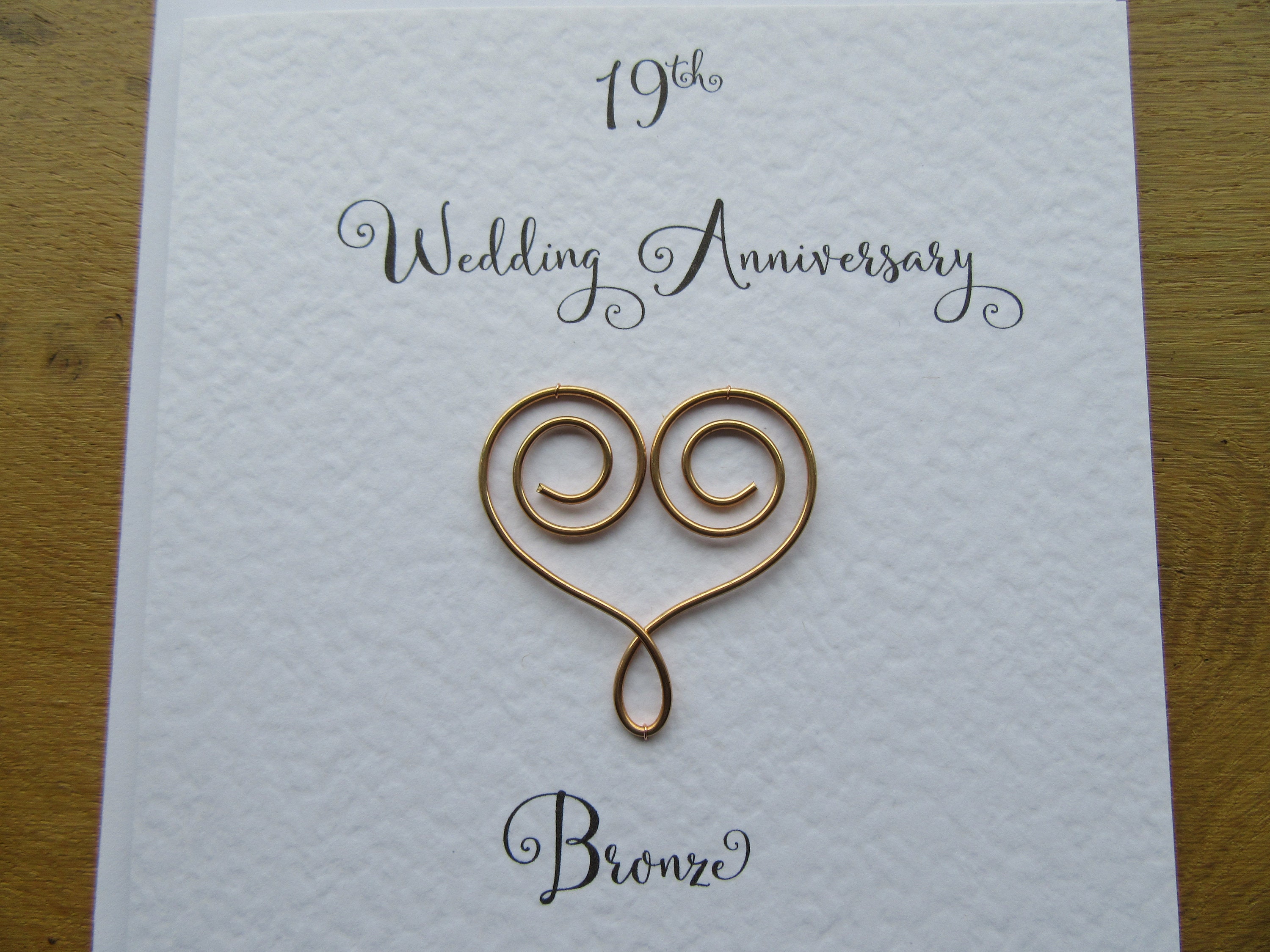 19th Wedding Anniversary Card Years Bronze Etsy UK