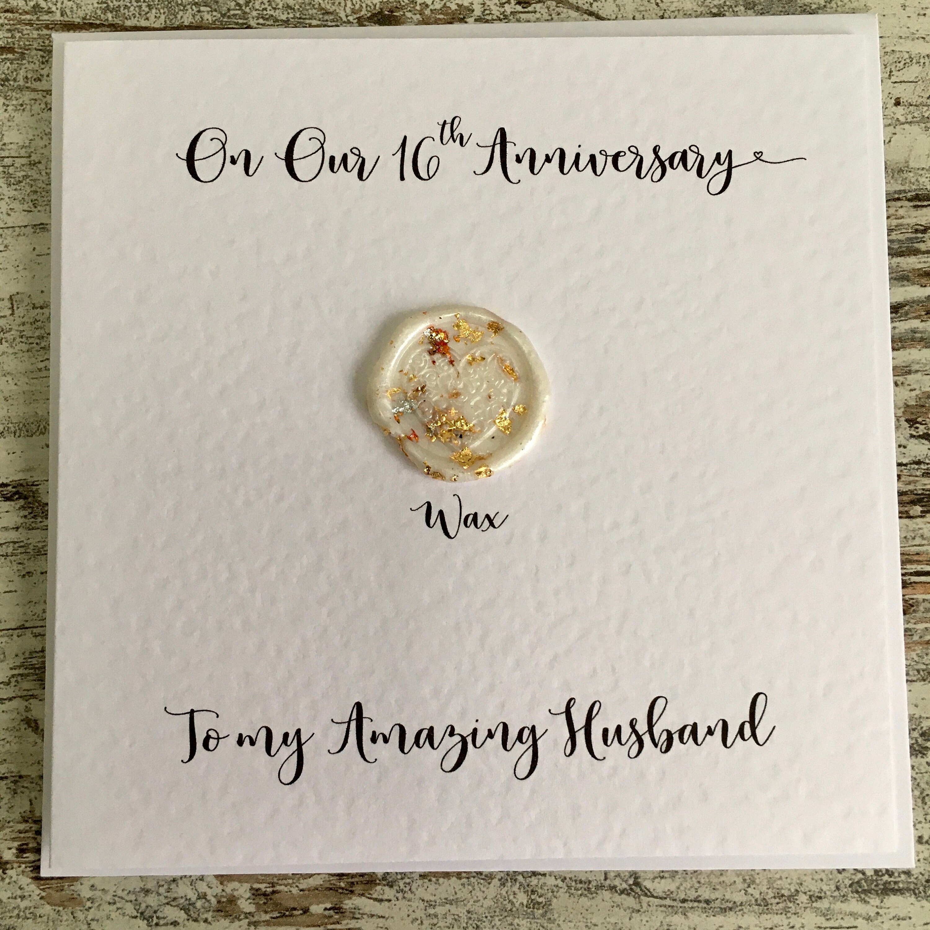 16th Wedding Anniversary Card Wax Sixteenth Anniversary Etsy UK